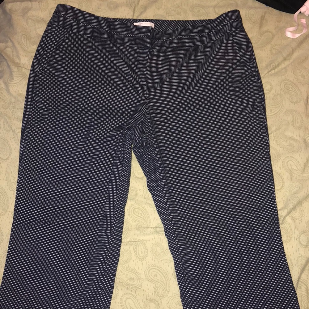 New York & Company navy polka dot trousers